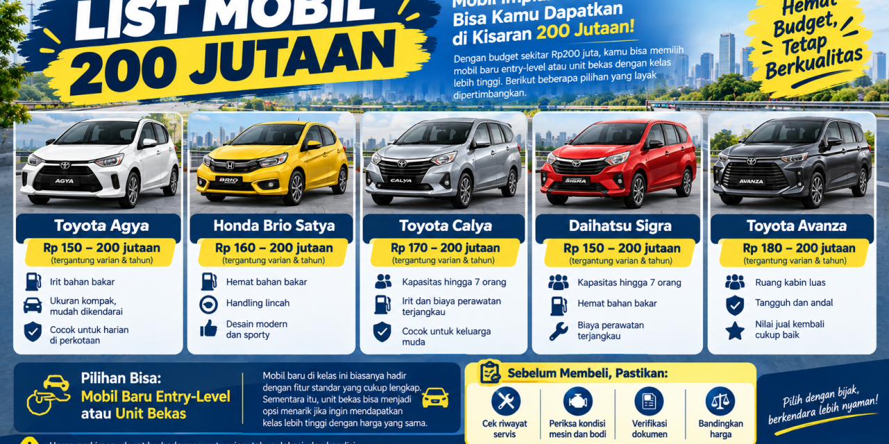 Budget Mepet? Mobil 200 Jutaan Ini Tetap Mewah & Nyaman