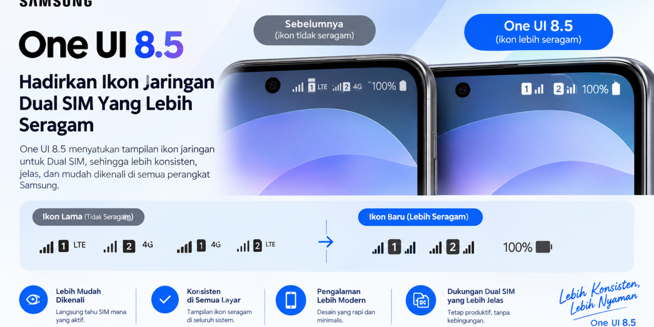 One UI 8.5 Hadirkan Ikon Jaringan Dual SIM Yang Lebih Seragam